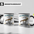 Gecko Tasse mit Spruch Ich arbeite hart... Leopardgecko Halt – Schwarz [farbe:schwarz]
