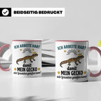 Gecko Tasse mit Spruch Ich arbeite hart... Leopardgecko Halt – Rosa [farbe:rosa]