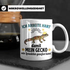 Gecko Tasse mit Spruch Ich arbeite hart... Leopardgecko Halt – Weiß [farbe:weiß]