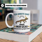 Gecko Tasse mit Spruch Ich arbeite hart... Leopardgecko Halt – Weiß [farbe:weiß]
