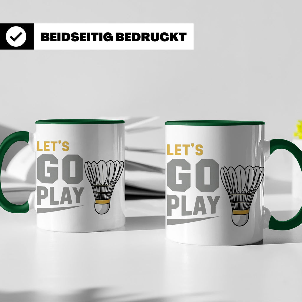 Badminton Tasse Let's Go Play, Federball Spieler Geschenk, S – Grün [farbe:grün]