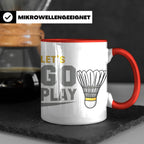 Badminton Tasse Let's Go Play, Federball Spieler Geschenk, S – Rot [farbe:rot]