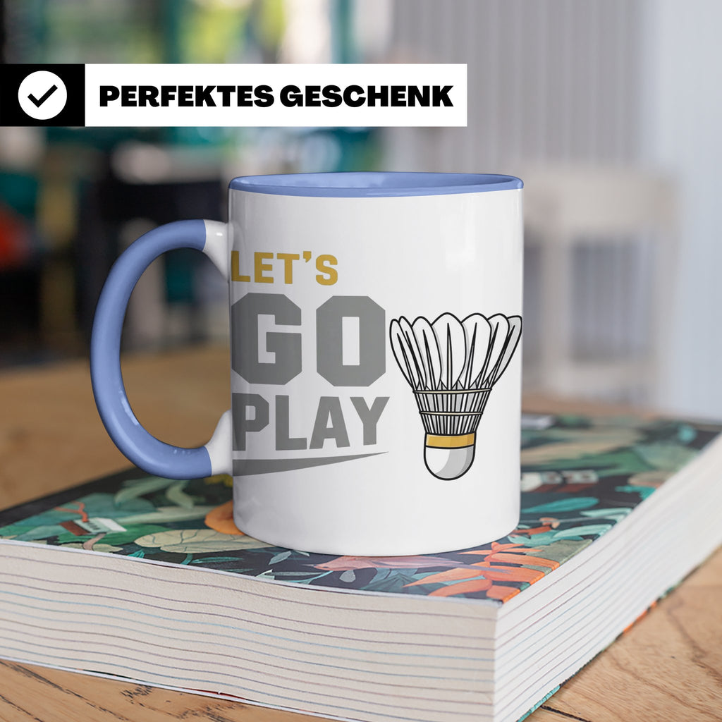 Badminton Tasse Let's Go Play, Federball Spieler Geschenk, S – Blau [farbe:blau]
