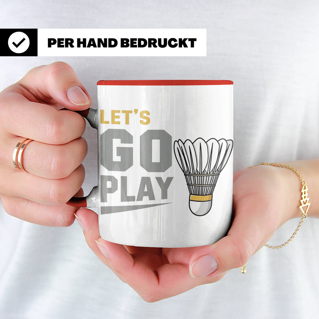 Badminton Tasse Let's Go Play, Federball Spieler Geschenk, S – Rot [farbe:rot]