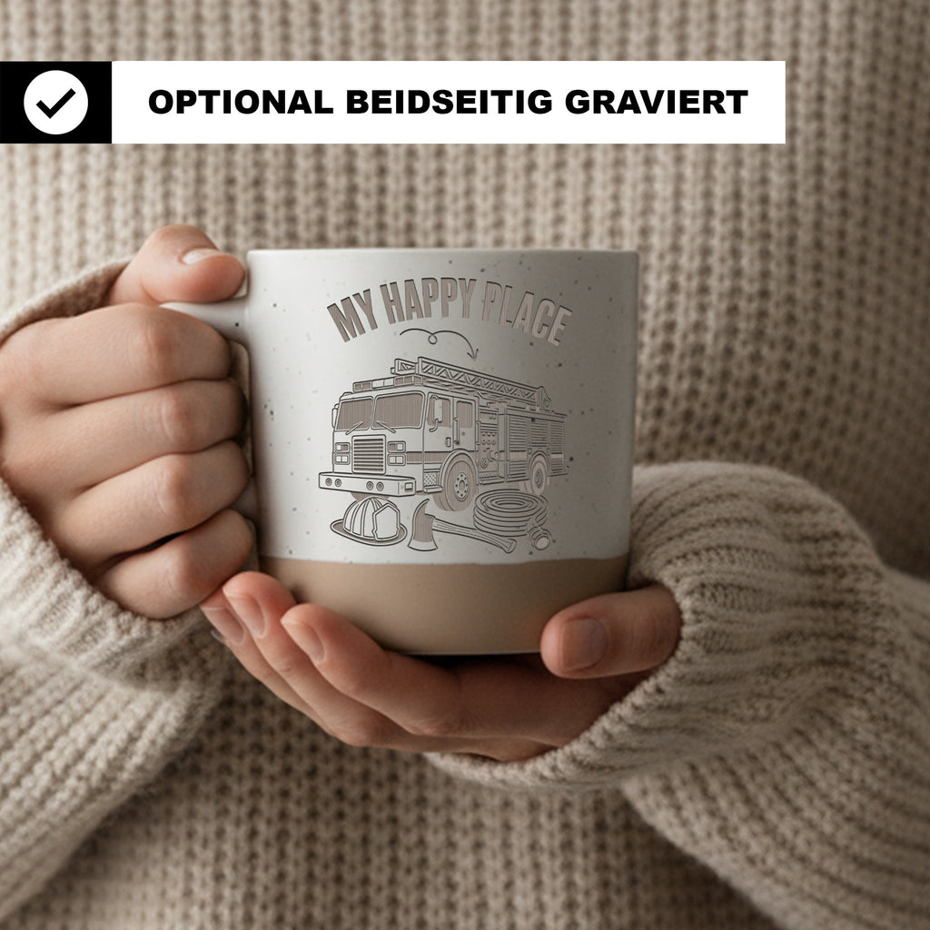 Feuerwehrauto Tasse My Happy Place - Lustiges Geschenk für Feuerwehrma – Bild 2