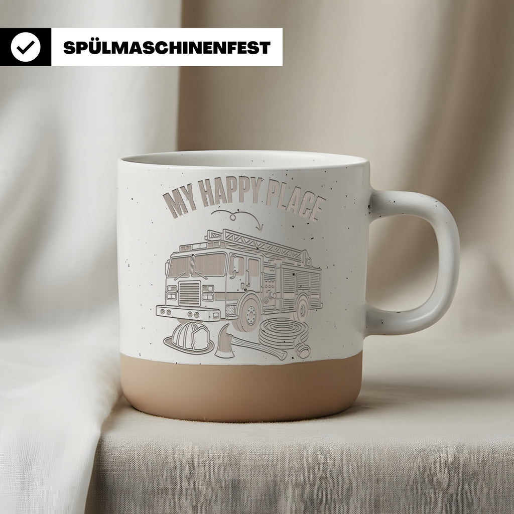 Feuerwehrauto Tasse My Happy Place - Lustiges Geschenk für Feuerwehrma – Bild 3