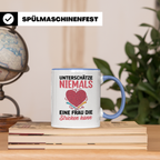 Niemals Stricken kann Tasse - Stricknadel Herz Motiv - Häkel - Blau