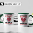 Niemals Stricken kann Tasse - Stricknadel Herz Motiv - Häkel - Grün