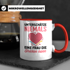 Niemals Stricken kann Tasse - Stricknadel Herz Motiv - Häkel - Rot