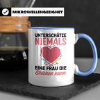 Niemals Stricken kann Tasse - Stricknadel Herz Motiv - Häkel - Blau