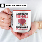 Niemals Stricken kann Tasse - Stricknadel Herz Motiv - Häkel - Rot