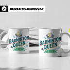 Badminton Queen Tasse für Spielerin & Federball Königin, Spo – Weiß [farbe:weiß]