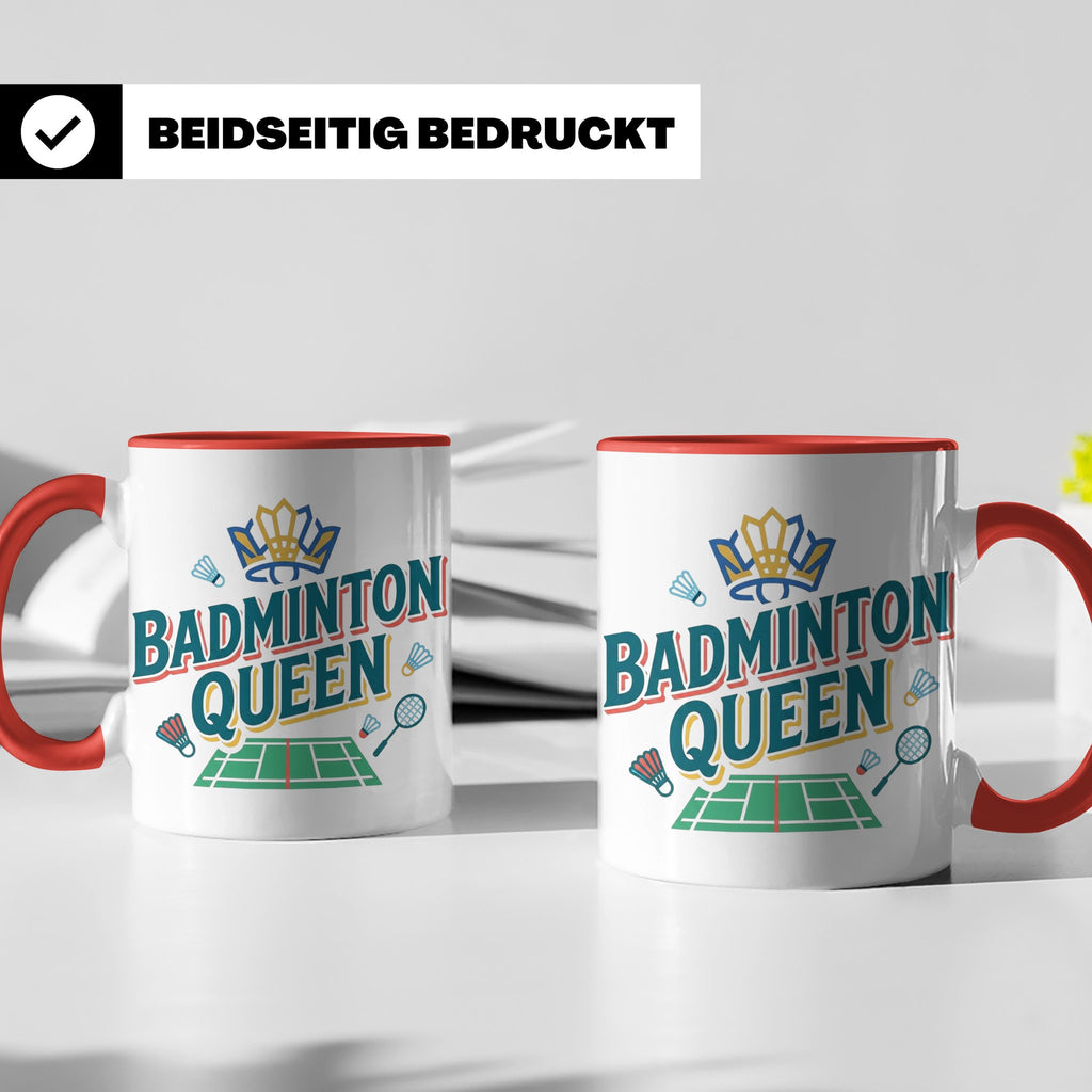 Badminton Queen Tasse für Spielerin & Federball Königin, Spo – Rot [farbe:rot]