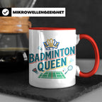 Badminton Queen Tasse für Spielerin & Federball Königin, Spo – Rot [farbe:rot]