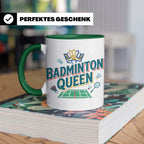 Badminton Queen Tasse für Spielerin & Federball Königin, Spo – Grün [farbe:grün]