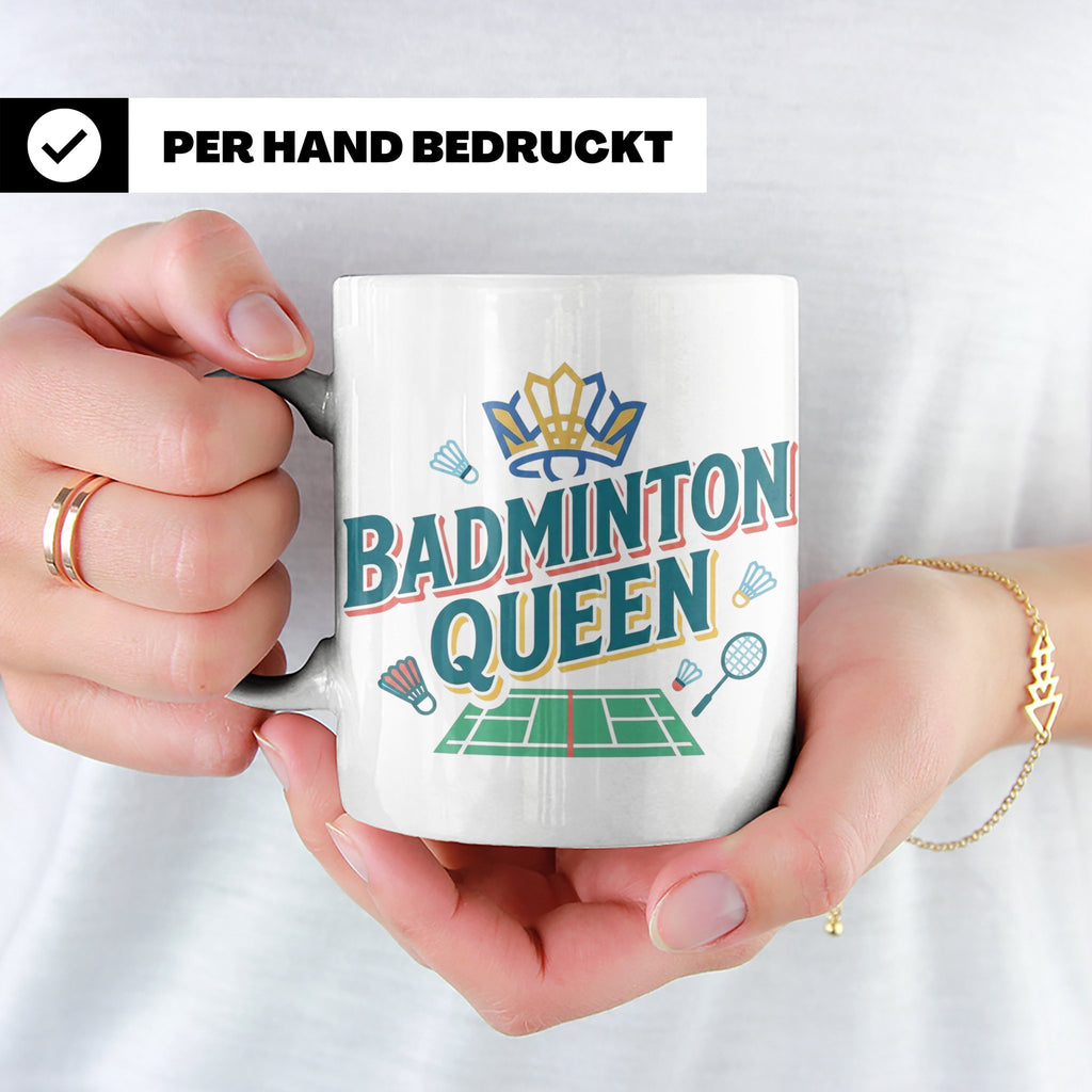 Badminton Queen Tasse für Spielerin & Federball Königin, Spo – Weiß [farbe:weiß]