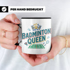 Badminton Queen Tasse für Spielerin & Federball Königin, Spo – Schwarz [farbe:schwarz]