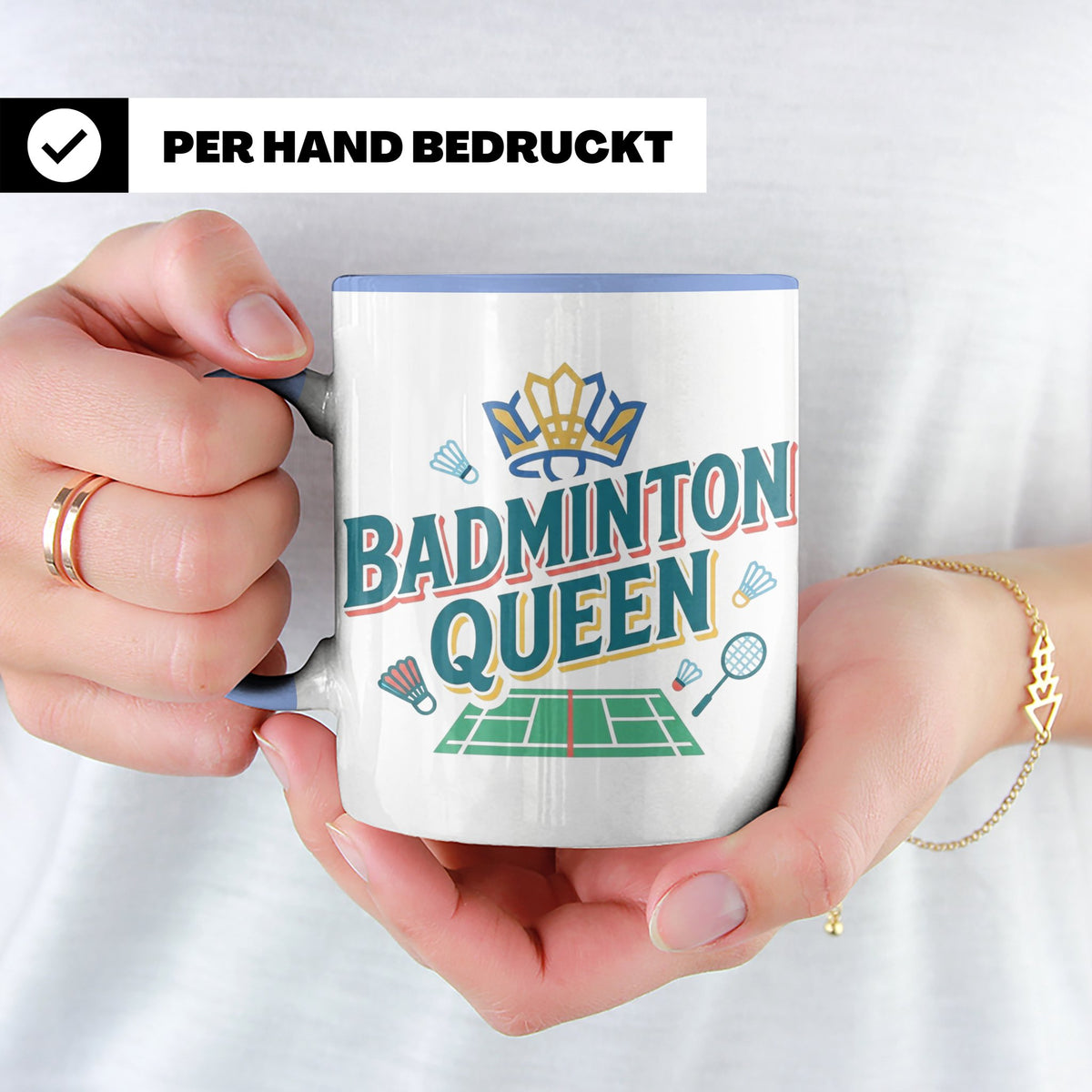 Badminton Queen Tasse für Spielerin & Federball Königin, Spo – Blau [farbe:blau]