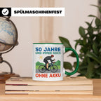50. Geburtstag Tasse für Rennradfahrer | Spruch Ohne Akku |  – Grün [farbe:grün]