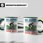 50. Geburtstag Tasse für Rennradfahrer | Spruch Ohne Akku |  – Grün [farbe:grün]
