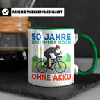 50. Geburtstag Tasse für Rennradfahrer | Spruch Ohne Akku |  – Grün [farbe:grün]