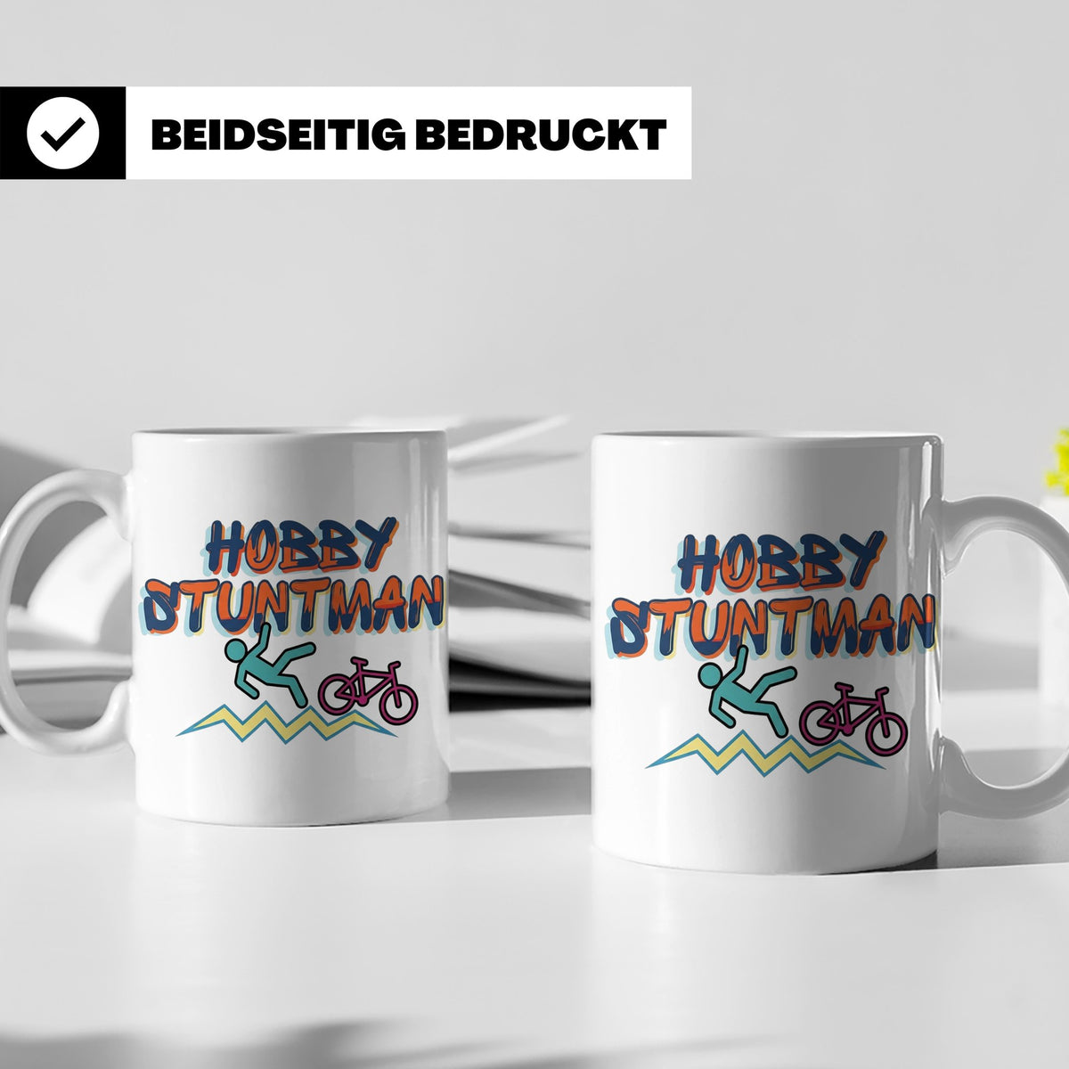 Hobby Stuntman Tasse mit Fahrrad Fail, lustiges Geschenk für – Weiß [farbe:weiß]