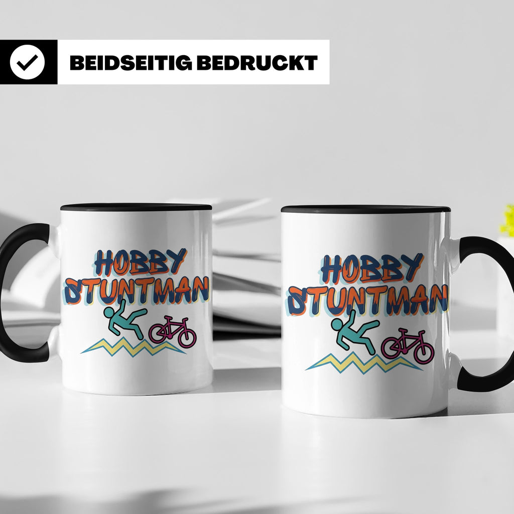 Hobby Stuntman Tasse mit Fahrrad Fail, lustiges Geschenk für – Schwarz [farbe:schwarz]