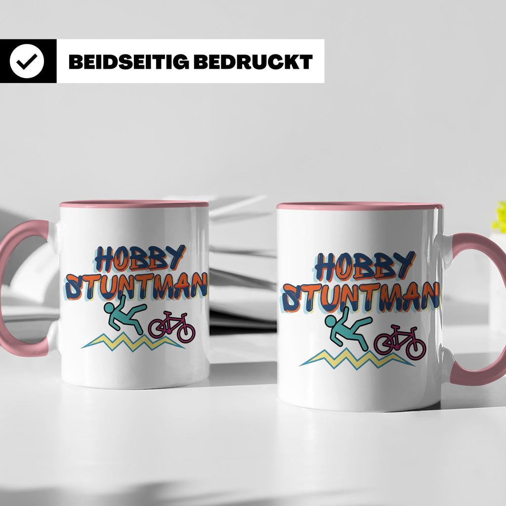 Hobby Stuntman Tasse mit Fahrrad Fail, lustiges Geschenk für – Rosa [farbe:rosa]