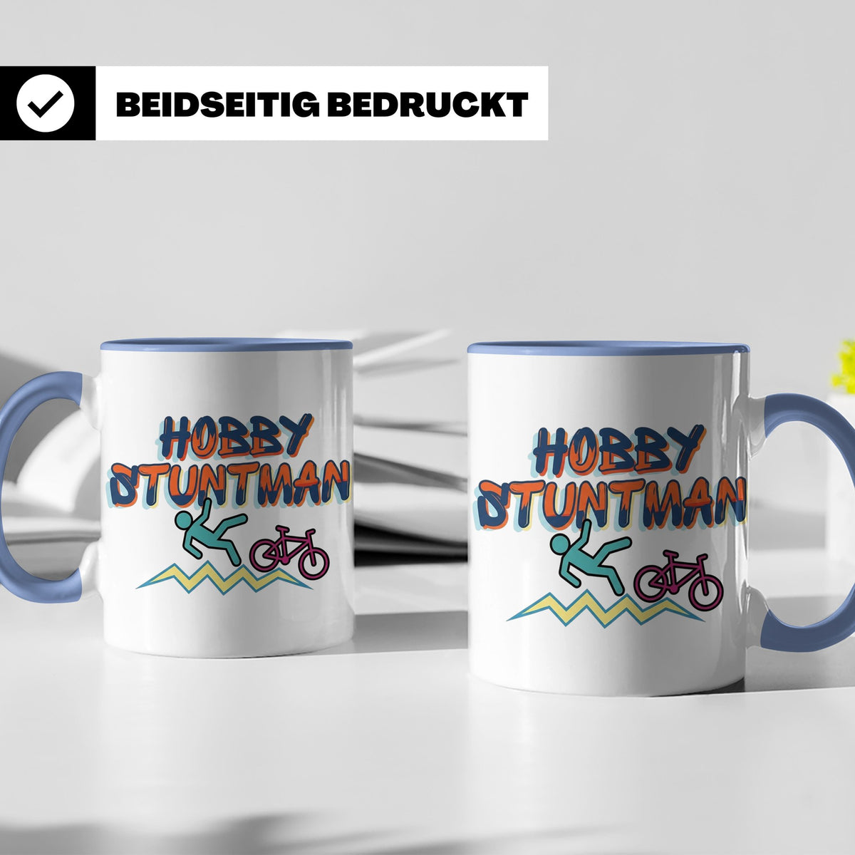 Hobby Stuntman Tasse mit Fahrrad Fail, lustiges Geschenk für – Blau [farbe:blau]