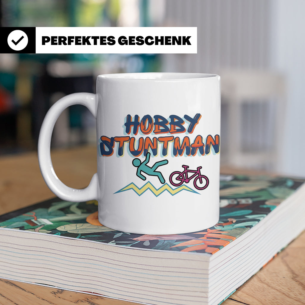 Hobby Stuntman Tasse mit Fahrrad Fail, lustiges Geschenk für – Weiß [farbe:weiß]