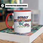 Hobby Stuntman Tasse mit Fahrrad Fail, lustiges Geschenk für – Rot [farbe:rot]