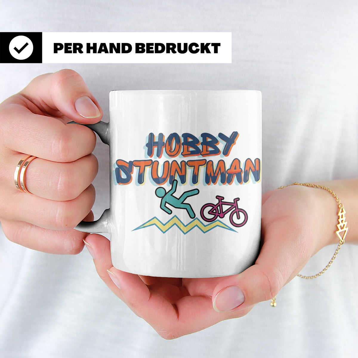 Hobby Stuntman Tasse mit Fahrrad Fail, lustiges Geschenk für – Weiß [farbe:weiß]