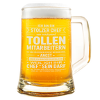 Stolzer Chef Bierkrug – Lustiges Geschenk für Chef, witziges Team-Geschenk, perfektes Abschieds- oder Dankeschön Geschenk für Vorgesetzte