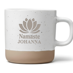 Personalisierte Yoga Tasse Namaste mit Name, Lotusblüte Kaffeetasse Wunschname, Meditations Geschenk, Spiritueller Becher für Frauen