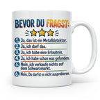 Sondengänger Tasse mit Spruch Bevor Du Fragst | Kaffeetasse  – Weiß [farbe:weiß]