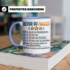 Sondengänger Tasse mit Spruch Bevor Du Fragst | Kaffeetasse  – Blau [farbe:blau]