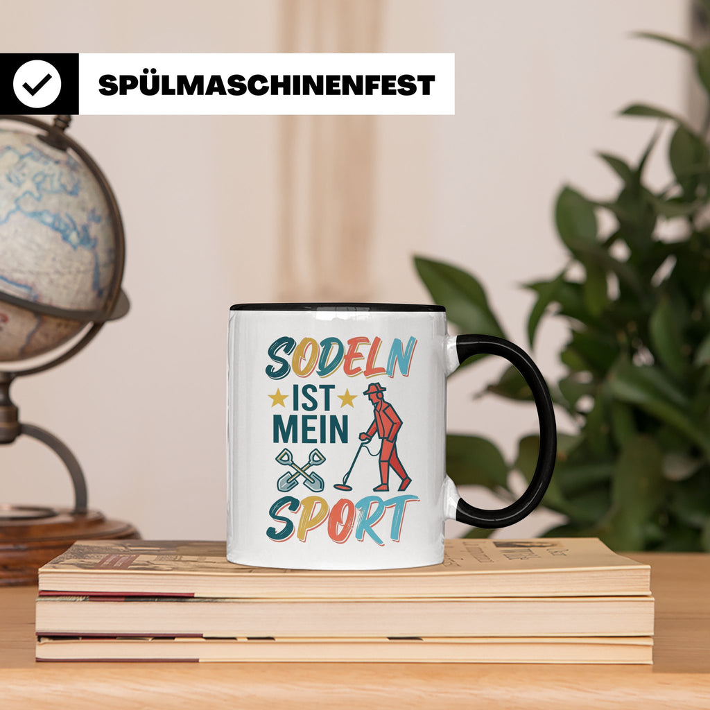 Sondeln Tasse mit Spruch | Sondengänger Metalldetektor Schat – Schwarz [farbe:schwarz]