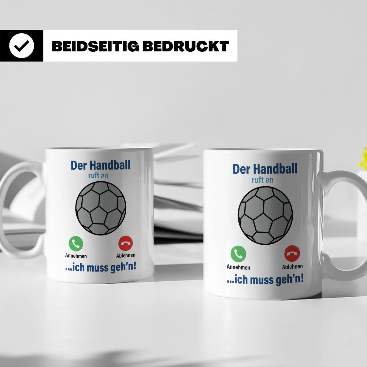Handball Tasse Der Handball ruft an | Lustiger Spruch für Ha – Weiß [farbe:weiß]