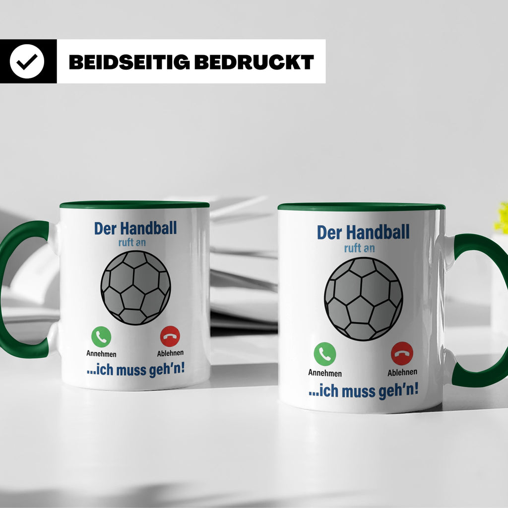 Handball Tasse Der Handball ruft an | Lustiger Spruch für Ha – Grün [farbe:grün]
