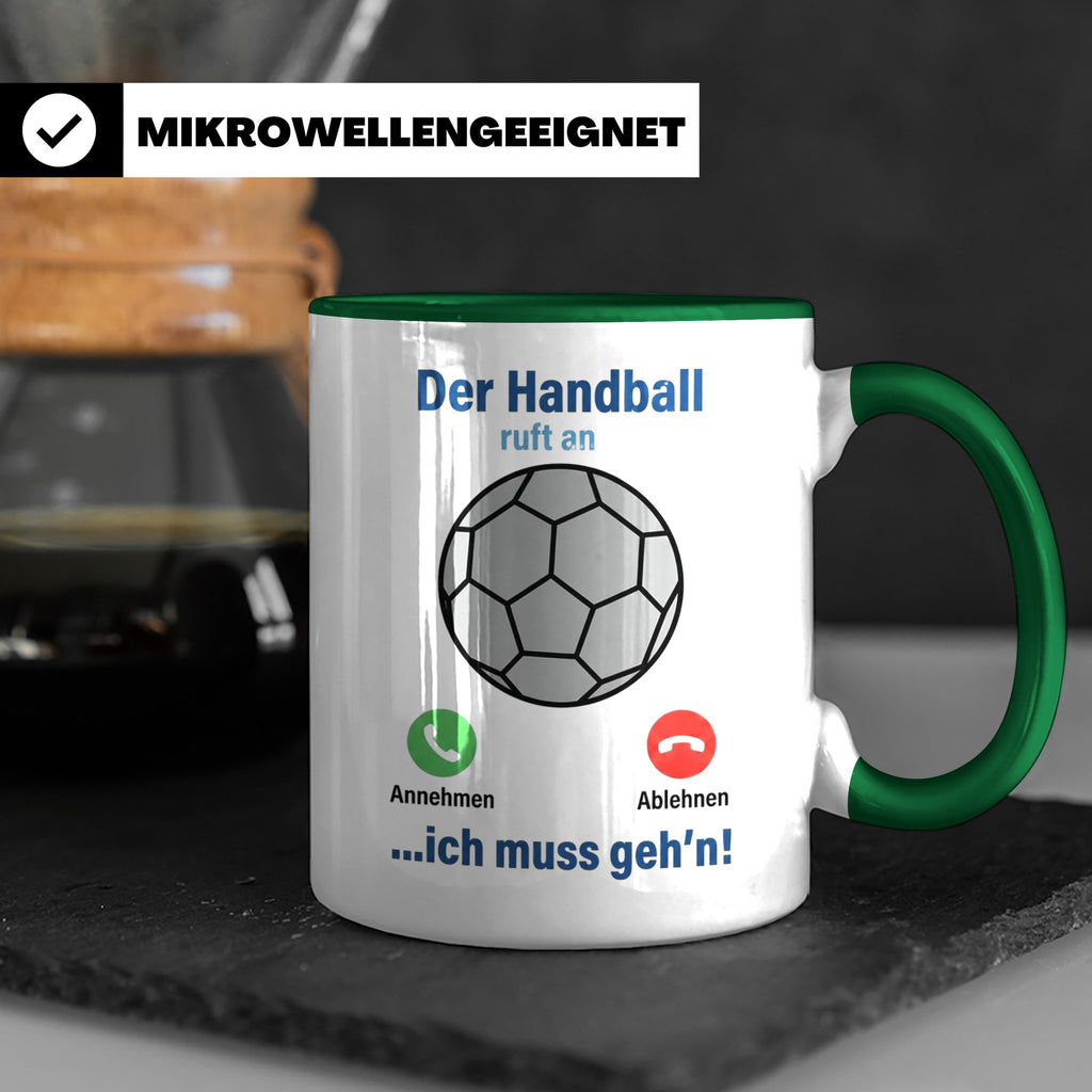 Handball Tasse Der Handball ruft an | Lustiger Spruch für Ha – Grün [farbe:grün]