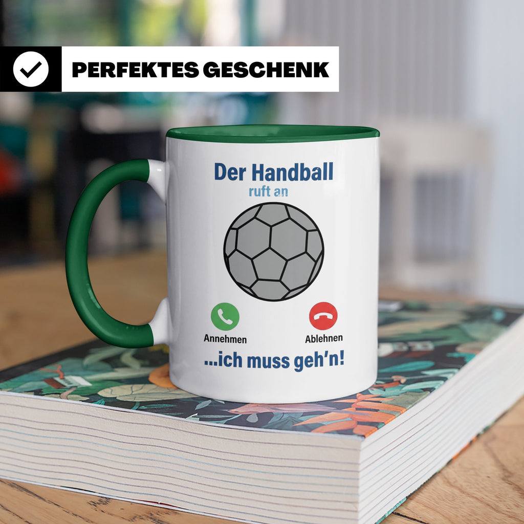 Handball Tasse Der Handball ruft an | Lustiger Spruch für Ha – Grün [farbe:grün]