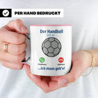 Handball Tasse Der Handball ruft an | Lustiger Spruch für Ha – Rosa [farbe:rosa]