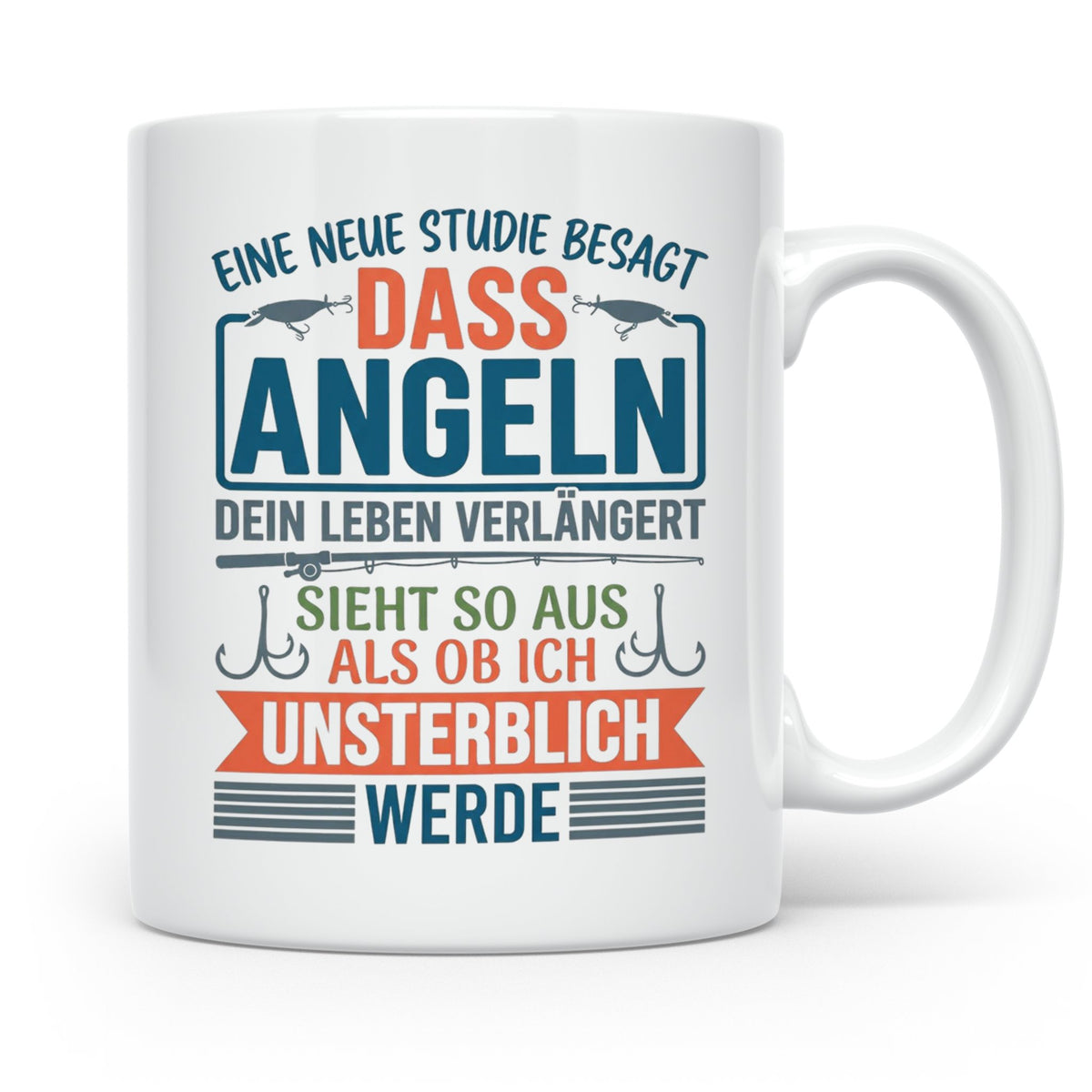 Angler Tasse Spruch Angeln verlängert Leben | Geschenk für F – Weiß [farbe:weiß]