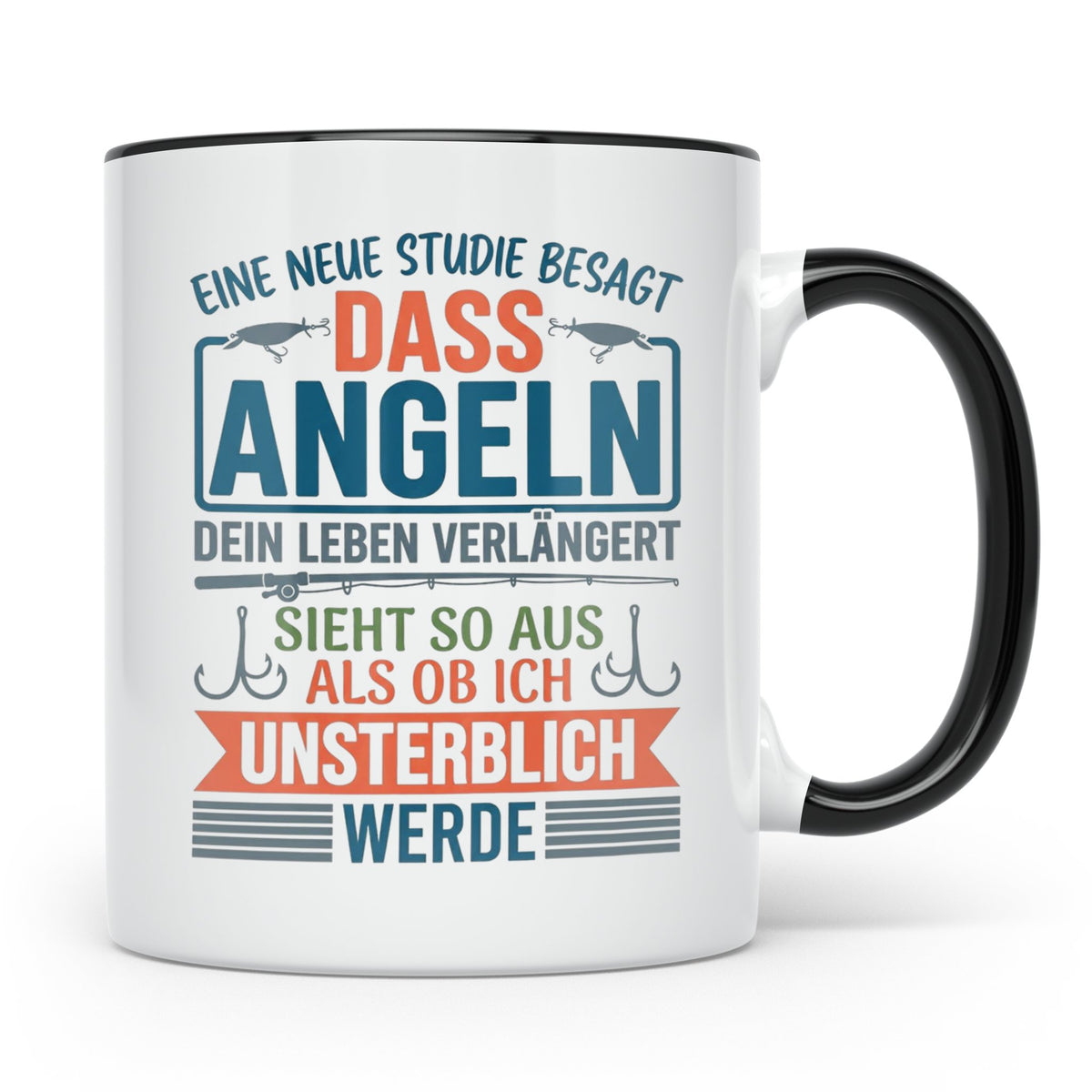Angler Tasse Spruch Angeln verlängert Leben | Geschenk für F – Schwarz [farbe:schwarz]