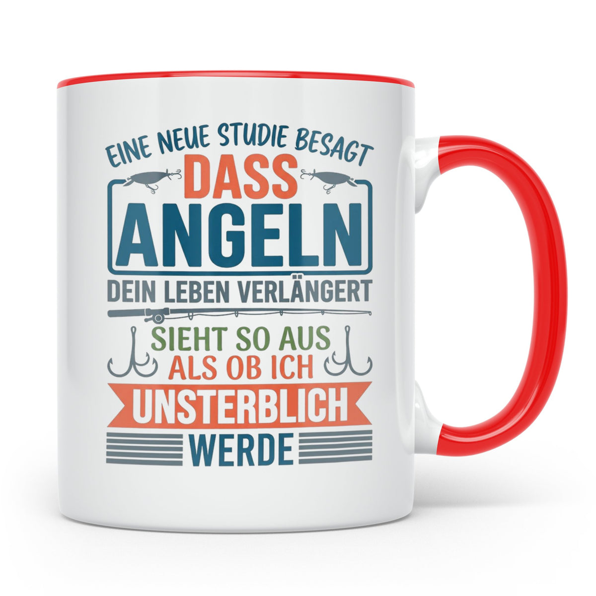 Angler Tasse Spruch Angeln verlängert Leben | Geschenk für F – Rot [farbe:rot]