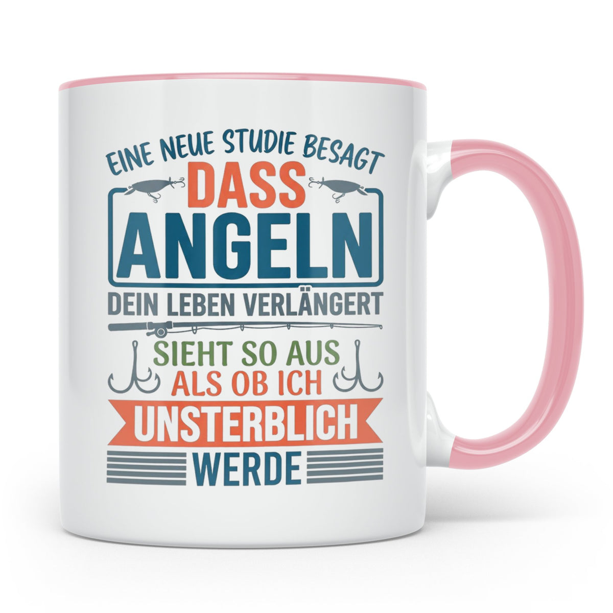 Angler Tasse Spruch Angeln verlängert Leben | Geschenk für F – Rosa [farbe:rosa]