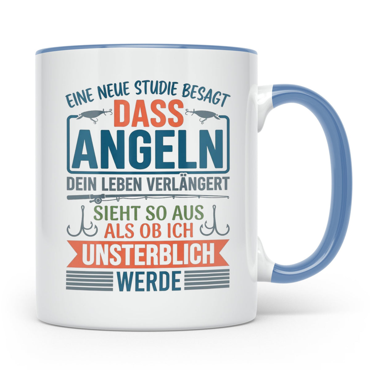 Angler Tasse Spruch Angeln verlängert Leben | Geschenk für F – Blau [farbe:blau]