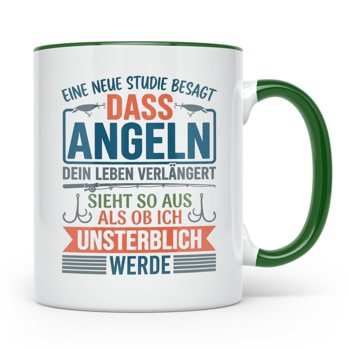 Angler Tasse Spruch Angeln verlängert Leben | Geschenk für F – Grün [farbe:grün]