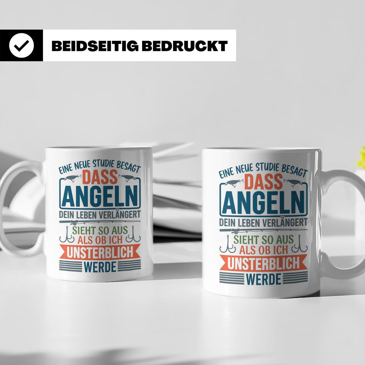 Angler Tasse Spruch Angeln verlängert Leben | Geschenk für F – Weiß [farbe:weiß]