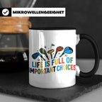 Golfer Tasse mit Spruch Life is full of important choices, L – Schwarz [farbe:schwarz]